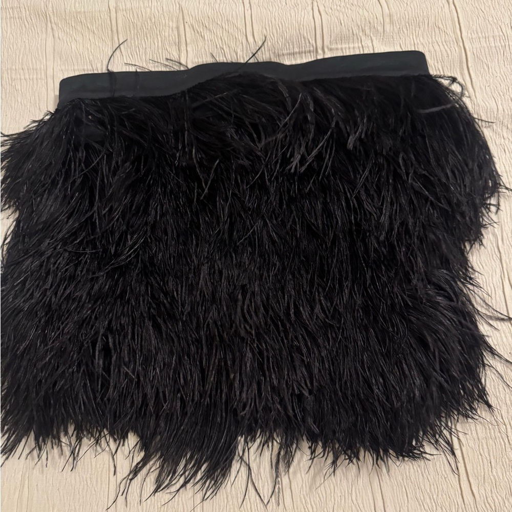 Robert Rodriguez Black Feather Mini Skirt